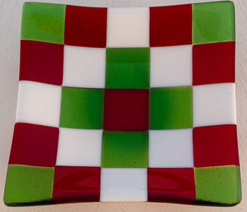 Red, Green & White checked small bowl